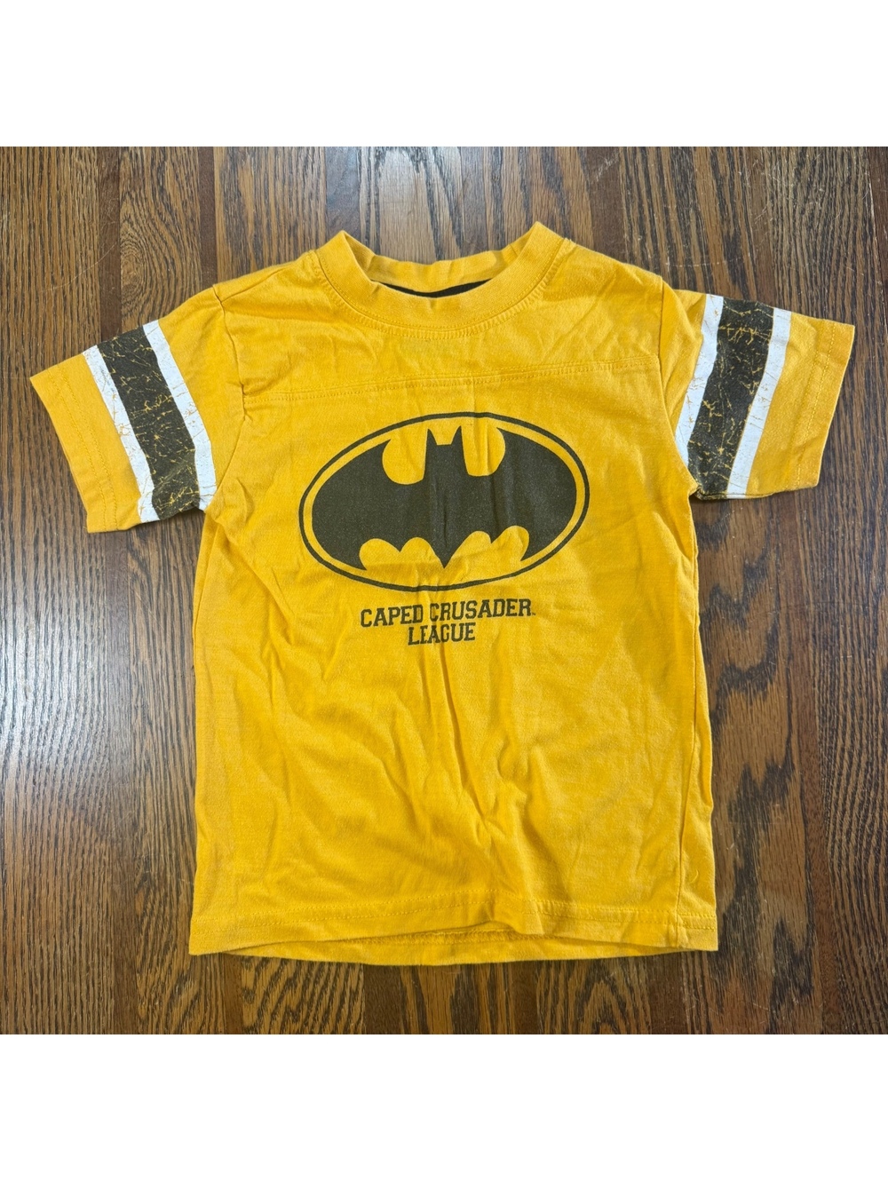 DC Comics Batman Toddler Shirt Yellow Caped Crusader League Size 4T